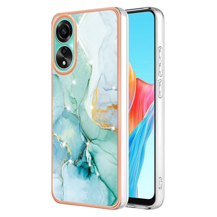 YB IMD Series-2 For Oppo A78 4G Electroplated Marble Phone Case IMD TPU Anti-Scratch Cover - Green 003