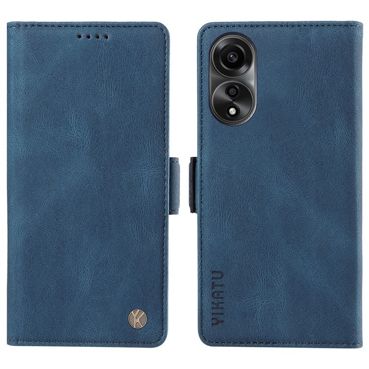 YIKATU YK-005 For Oppo A78 4G PU Leather Wallet Phone Case Skin-touch Stand Flip Cover - Blue