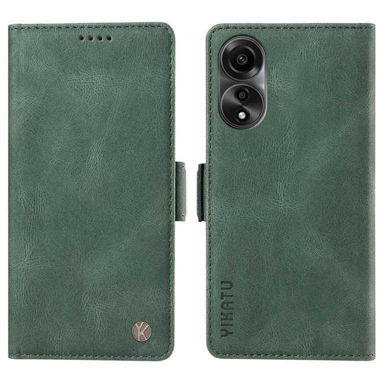 YIKATU YK-005 For Oppo A78 4G PU Leather Wallet Phone Case Skin-touch Stand Flip Cover - Green