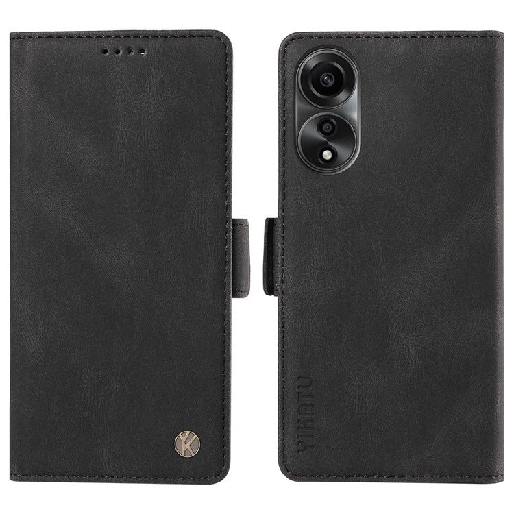 YIKATU YK-005 For Oppo A78 4G PU Leather Wallet Phone Case Skin-touch Stand Flip Cover - Black