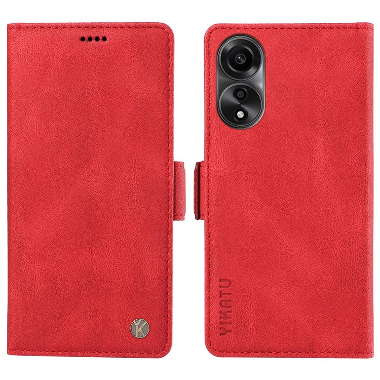 YIKATU YK-005 For Oppo A78 4G PU Leather Wallet Phone Case Skin-touch Stand Flip Cover - Red