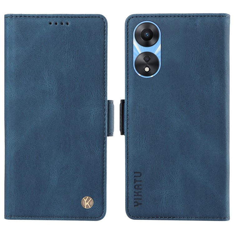 YIKATU YK-005 PU Leather Folio Cover for Oppo A58 5G / A78 5G , Skin-touch Wallet Stand Phone Case - Blue