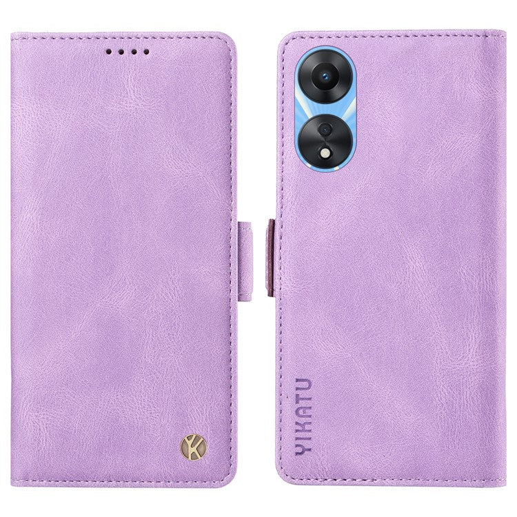 YIKATU YK-005 PU Leather Folio Cover for Oppo A58 5G / A78 5G , Skin-touch Wallet Stand Phone Case - Purple