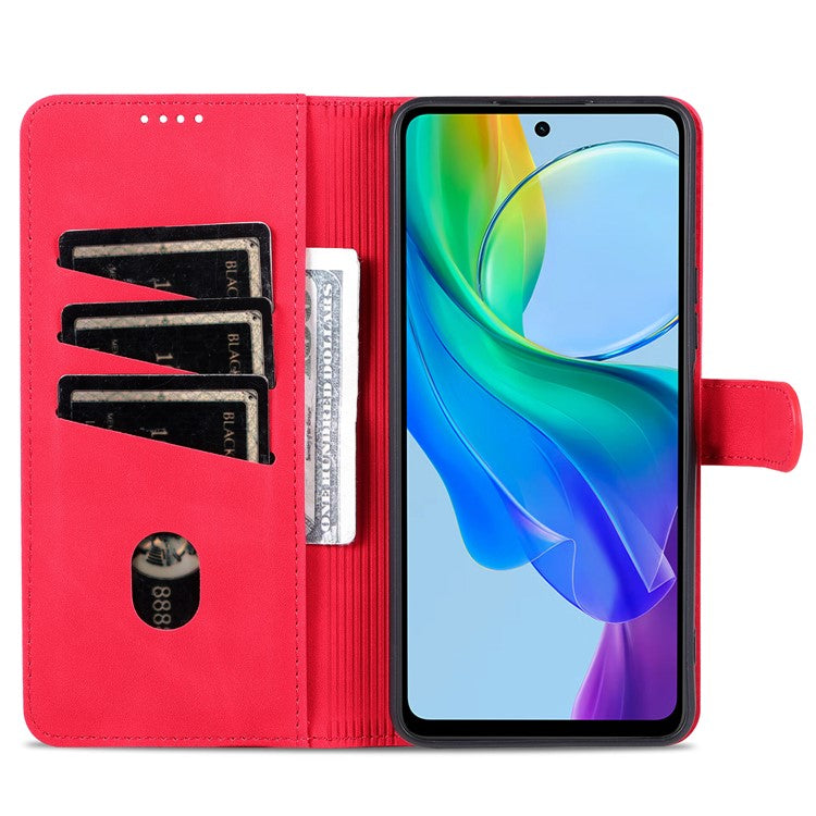 AZNS For vivo Y78+ 5G / Y78 5G / V29 Lite 5G PU Leather Case Stand Wallet Phone Cover - Red