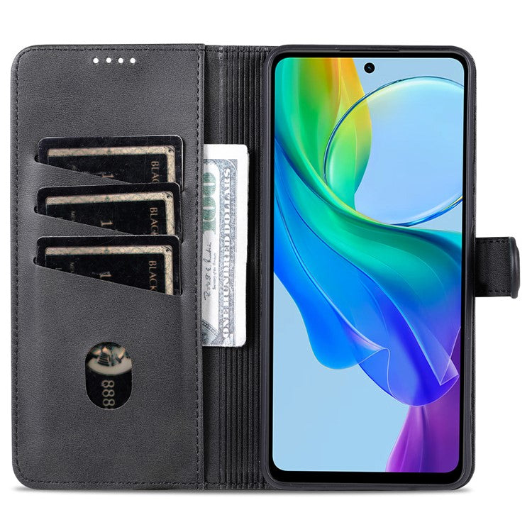 AZNS For vivo Y78+ 5G / Y78 5G / V29 Lite 5G PU Leather Case Stand Wallet Phone Cover - Black