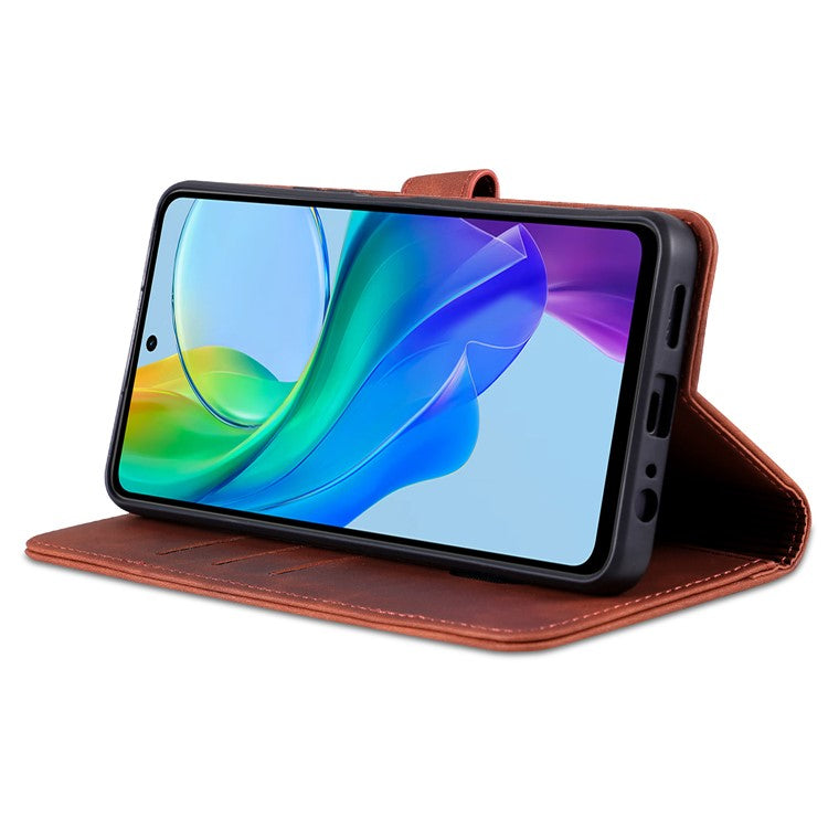 AZNS For vivo Y78+ 5G / Y78 5G / V29 Lite 5G PU Leather Case Stand Wallet Phone Cover - Brown