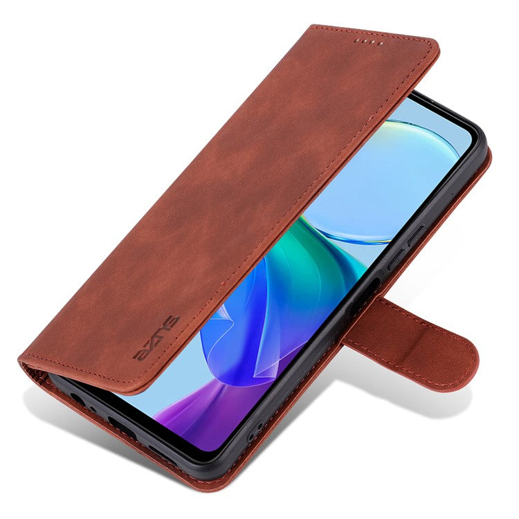 AZNS For vivo Y78+ 5G / Y78 5G / V29 Lite 5G PU Leather Case Stand Wallet Phone Cover - Brown