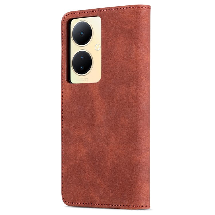 AZNS For vivo Y78+ 5G / Y78 5G / V29 Lite 5G PU Leather Case Stand Wallet Phone Cover - Brown