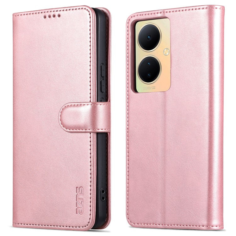 AZNS For vivo Y78+ 5G / Y78 5G / V29 Lite 5G PU Leather Case Stand Wallet Phone Cover - Rose Gold