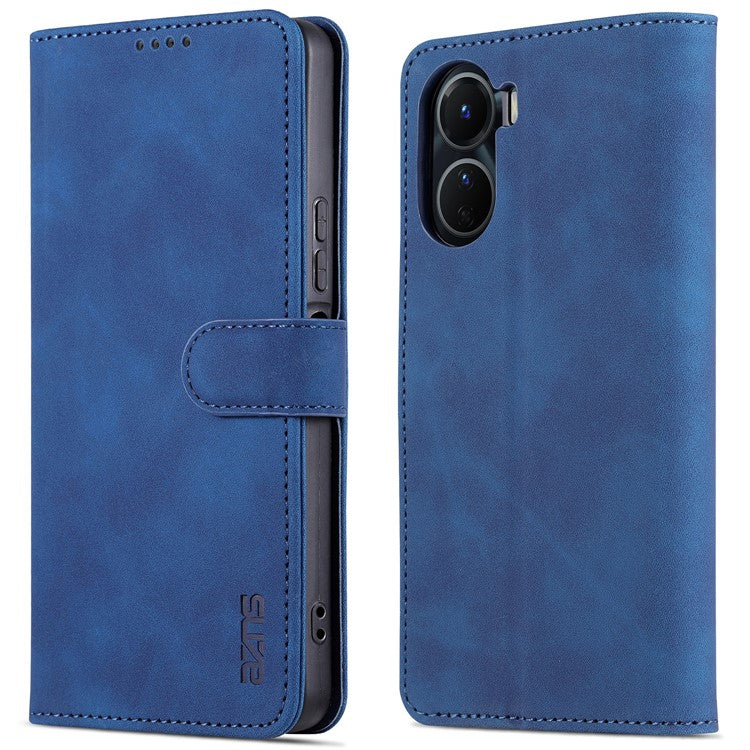 AZNS For vivo Y35 5G / Y56 5G / Y02s 4G / Y16 4G PU Leather Phone Case Support Stand Wallet Cover - Blue