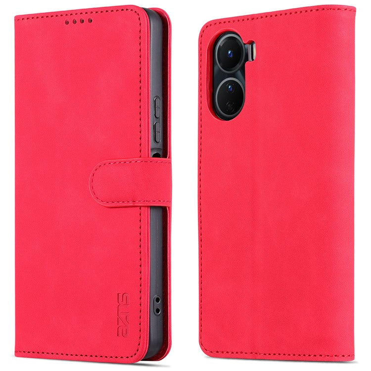 AZNS For vivo Y35 5G / Y56 5G / Y02s 4G / Y16 4G PU Leather Phone Case Support Stand Wallet Cover - Red