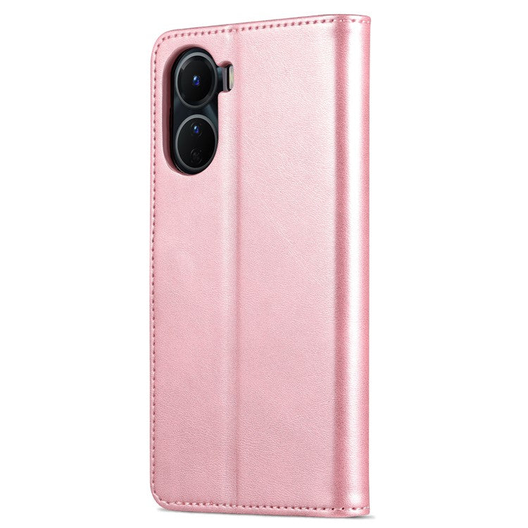 AZNS For vivo Y35 5G / Y56 5G / Y02s 4G / Y16 4G PU Leather Phone Case Support Stand Wallet Cover - Rose Gold