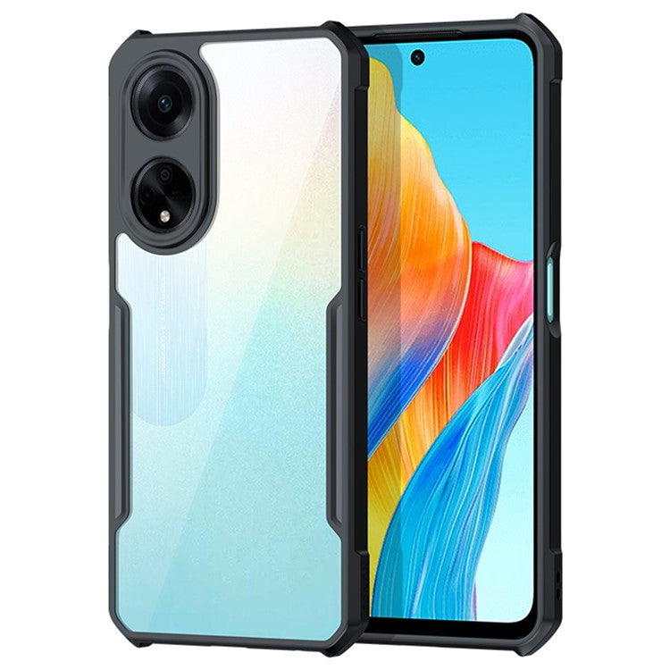 XUNDD For Oppo A98 5G Drop Protection Acrylic+TPU Phone Back Case Slim-Fit Phone Cover - Black