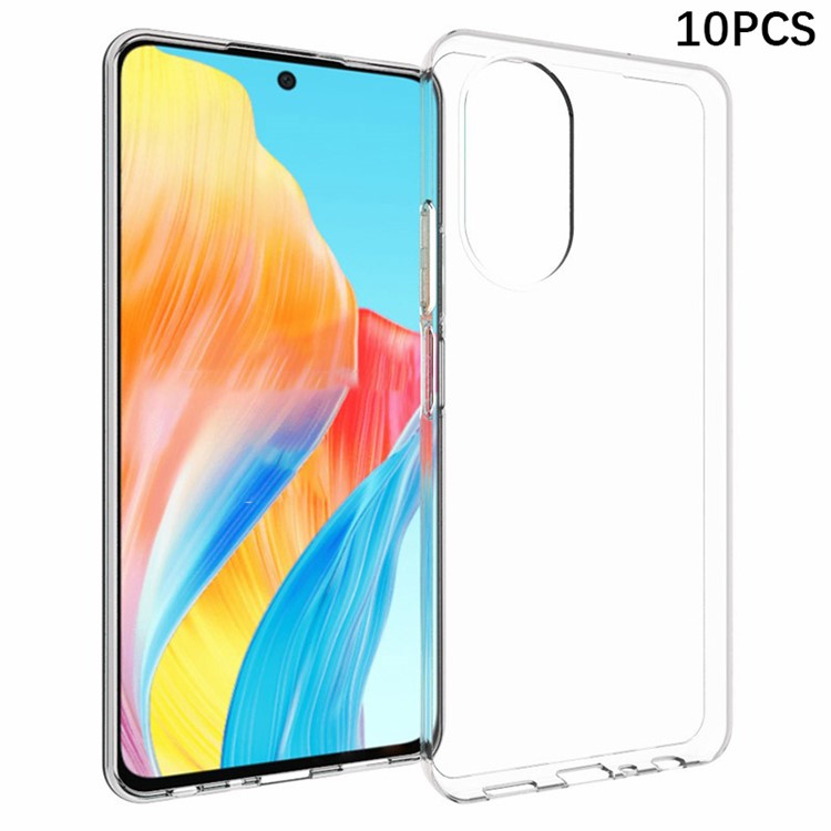 10Pcs  /  Pack Mobile Phone Cover For Oppo A58 4G Smartphone Case Inner Watermark-Free Soft TPU Clear Shell