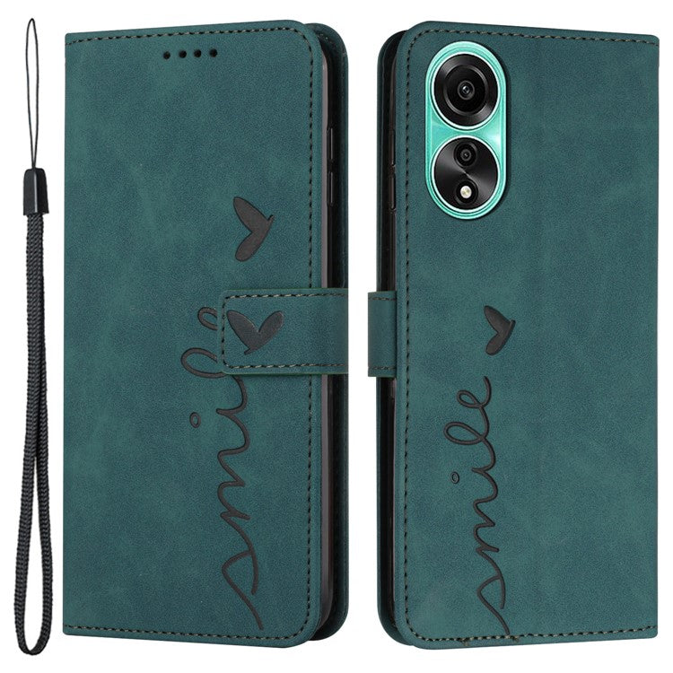 Skin-touch Phone Cover For Oppo A58 4G Case Leather Wallet Stand Shell - Green