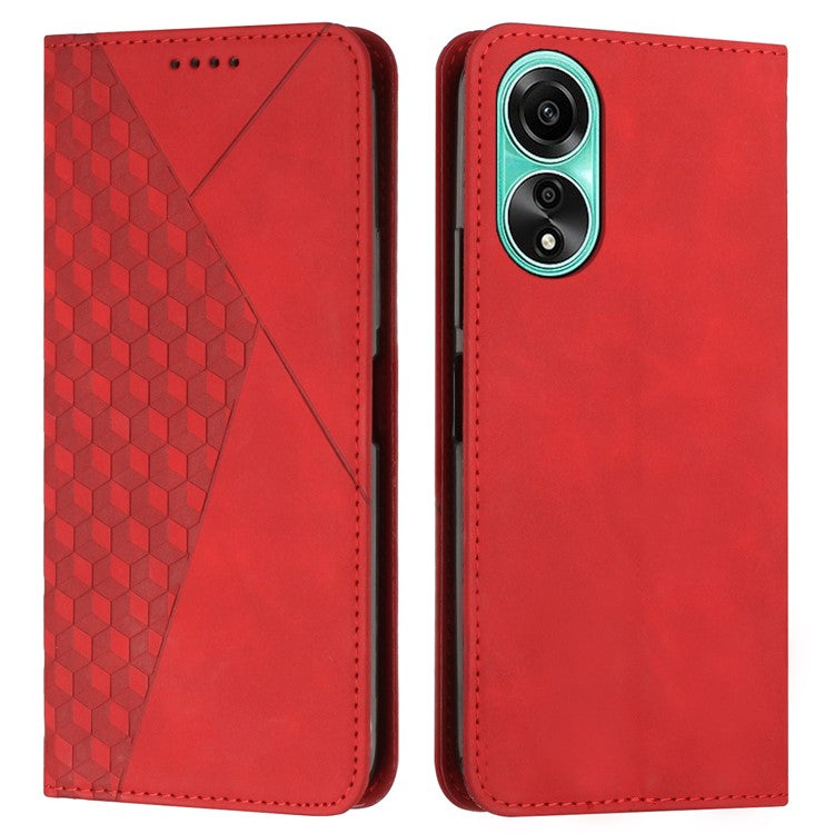 Phone Cover for Oppo A78 4G Case Skn-touch Wallet Leather Stand Phone Shell - Red