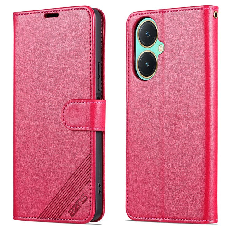 AZNS For vivo Y35+ 5G / Y35m+ 5G / Y27 4G Leather Case Wallet Protective Phone Cover - Red