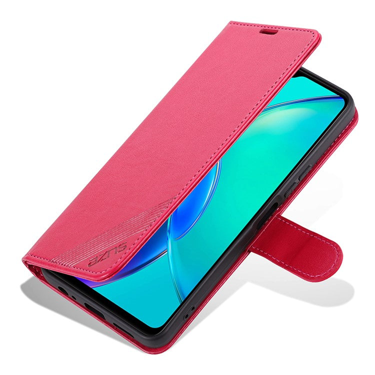 AZNS For vivo Y35+ 5G / Y35m+ 5G / Y27 4G Leather Case Wallet Protective Phone Cover - Red