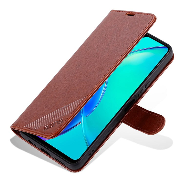 AZNS For vivo Y35+ 5G / Y35m+ 5G / Y27 4G Leather Case Wallet Protective Phone Cover - Brown