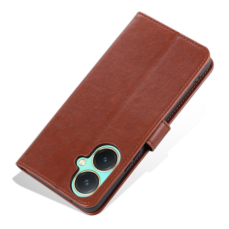 AZNS For vivo Y35+ 5G / Y35m+ 5G / Y27 4G Leather Case Wallet Protective Phone Cover - Brown