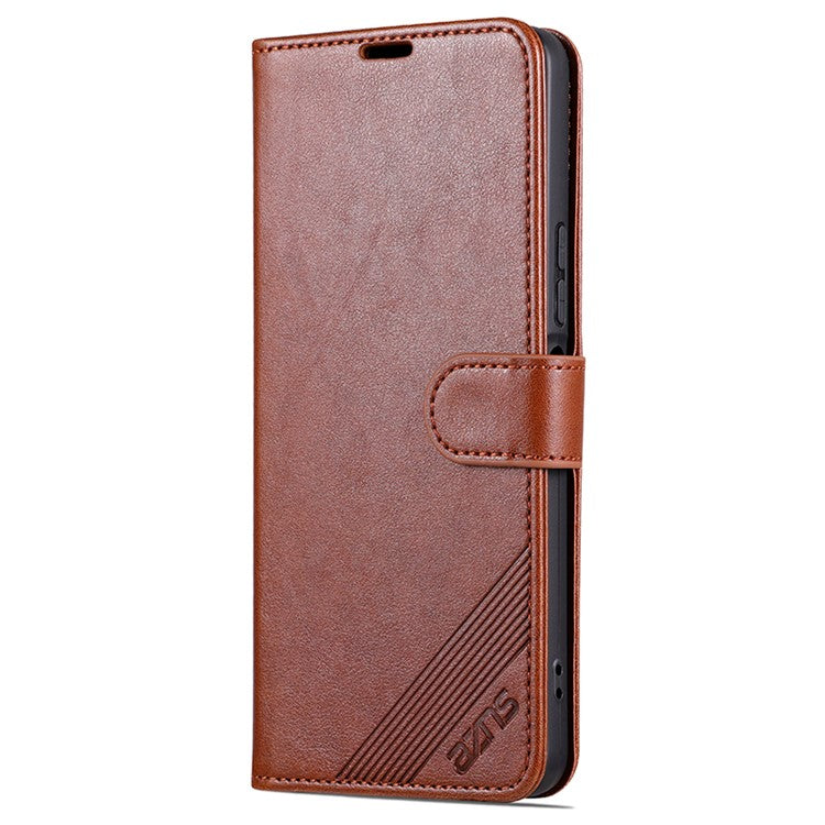 AZNS For vivo Y35+ 5G / Y35m+ 5G / Y27 4G Leather Case Wallet Protective Phone Cover - Brown