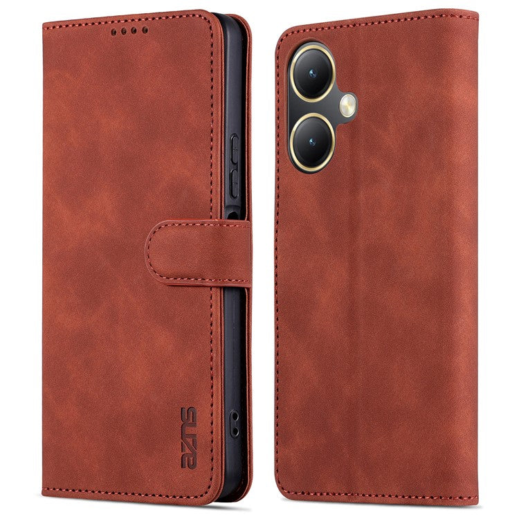 AZNS For vivo Y35+ 5G / Y35m+ 5G Case PU Leather Wallet Protective Phone Cover - Brown