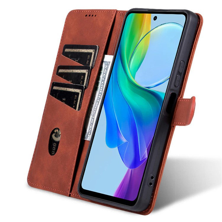 AZNS For vivo Y35+ 5G / Y35m+ 5G Case PU Leather Wallet Protective Phone Cover - Brown