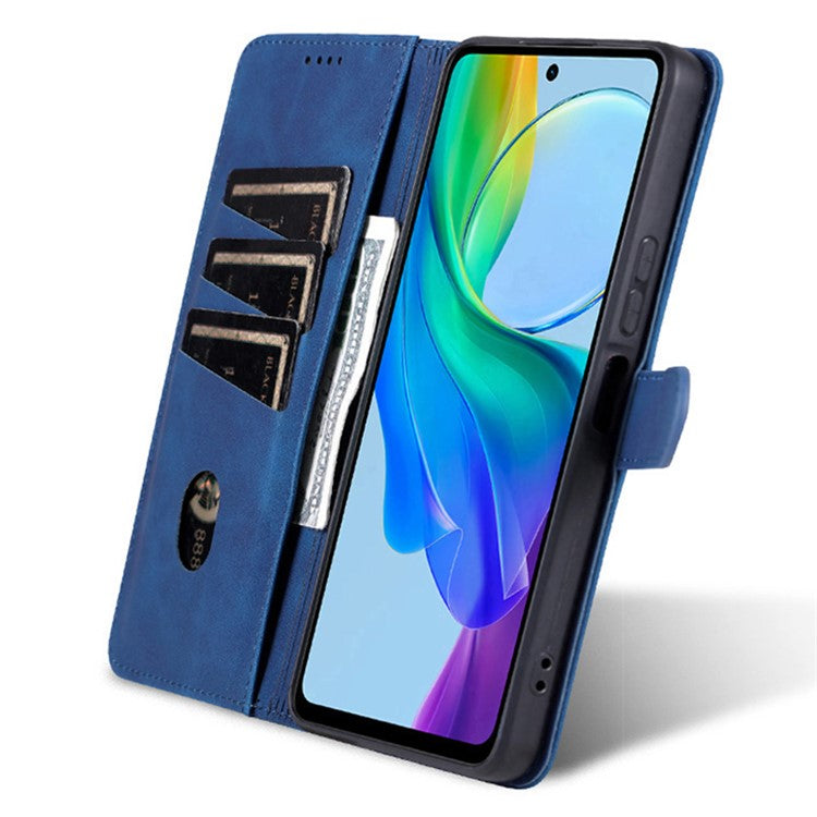 AZNS For vivo Y35+ 5G / Y35m+ 5G Case PU Leather Wallet Protective Phone Cover - Blue