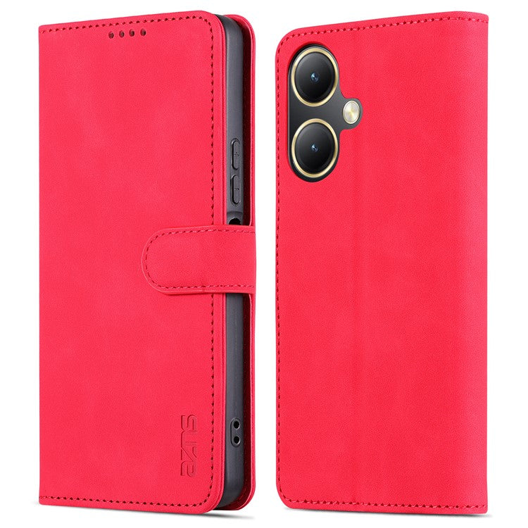 AZNS For vivo Y35+ 5G / Y35m+ 5G Case PU Leather Wallet Protective Phone Cover - Red