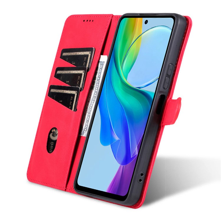 AZNS For vivo Y35+ 5G / Y35m+ 5G Case PU Leather Wallet Protective Phone Cover - Red