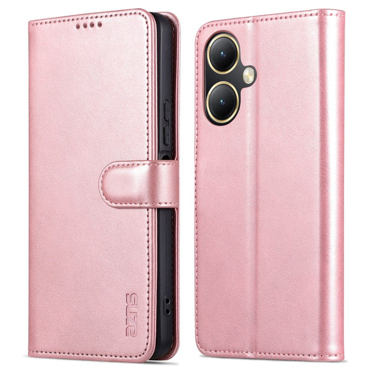 AZNS For vivo Y35+ 5G / Y35m+ 5G Case PU Leather Wallet Protective Phone Cover - Rose Gold