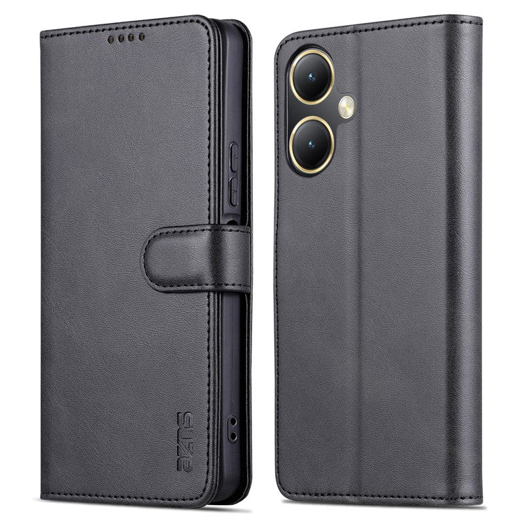 AZNS For vivo Y35+ 5G / Y35m+ 5G Case PU Leather Wallet Protective Phone Cover - Black