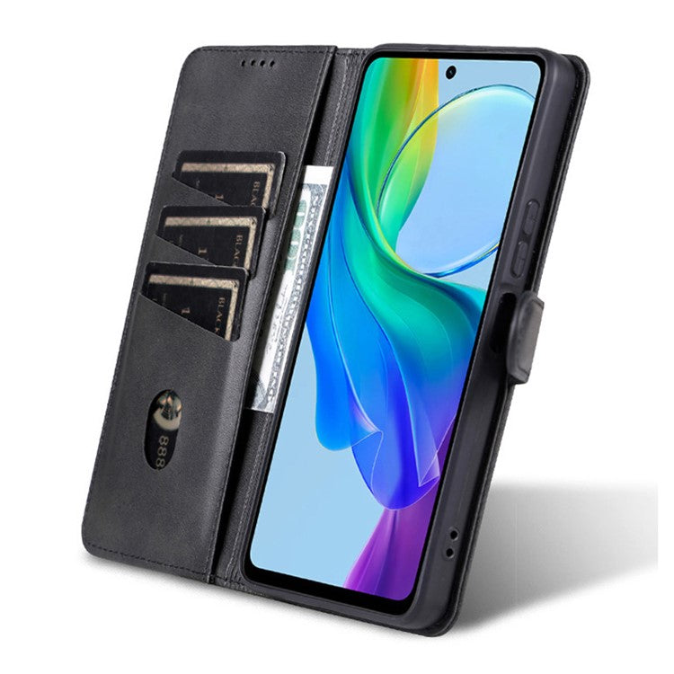 AZNS For vivo Y35+ 5G / Y35m+ 5G Case PU Leather Wallet Protective Phone Cover - Black