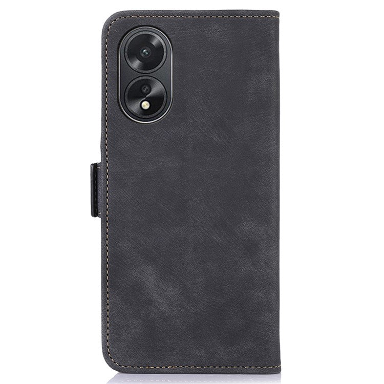 ABEEL For Oppo A38 4G Case Shockproof Retro Texture Phone Stand Cover PU Leather Wallet - Black