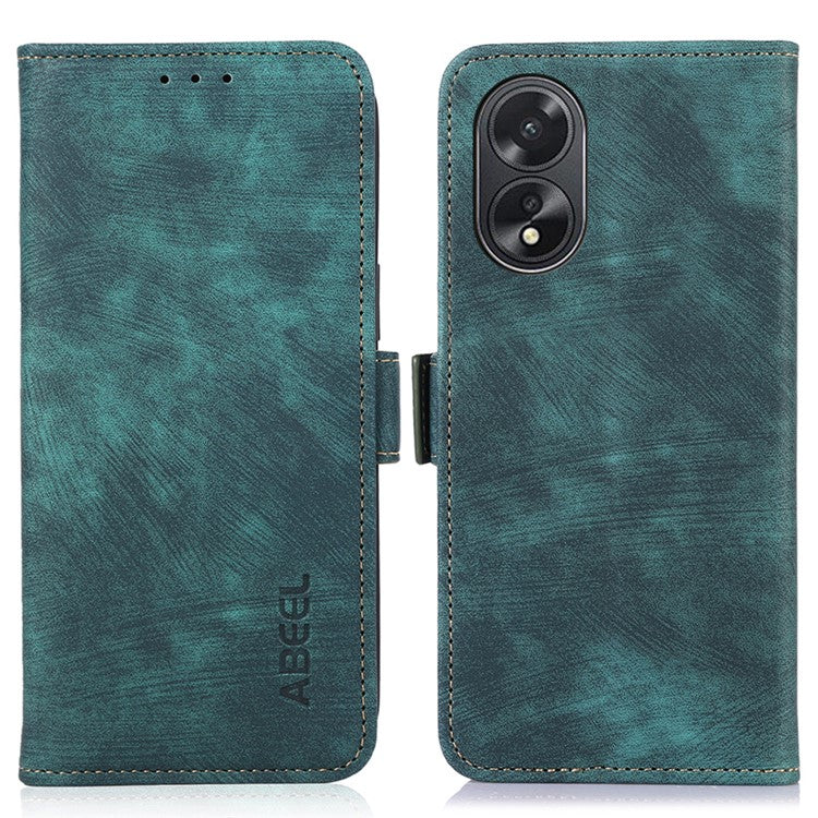 ABEEL For Oppo A38 4G Case Shockproof Retro Texture Phone Stand Cover PU Leather Wallet - Green