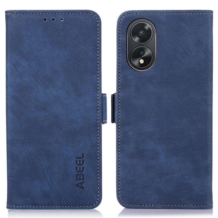 ABEEL For Oppo A38 4G Case Shockproof Retro Texture Phone Stand Cover PU Leather Wallet - Blue