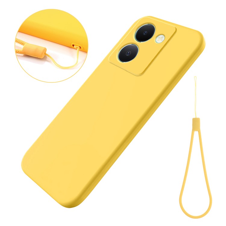 For vivo Y27 5G Case Phone Cover Liquid Silicone + Soft Lining Anti-scratch Phone Back Shell - Yellow