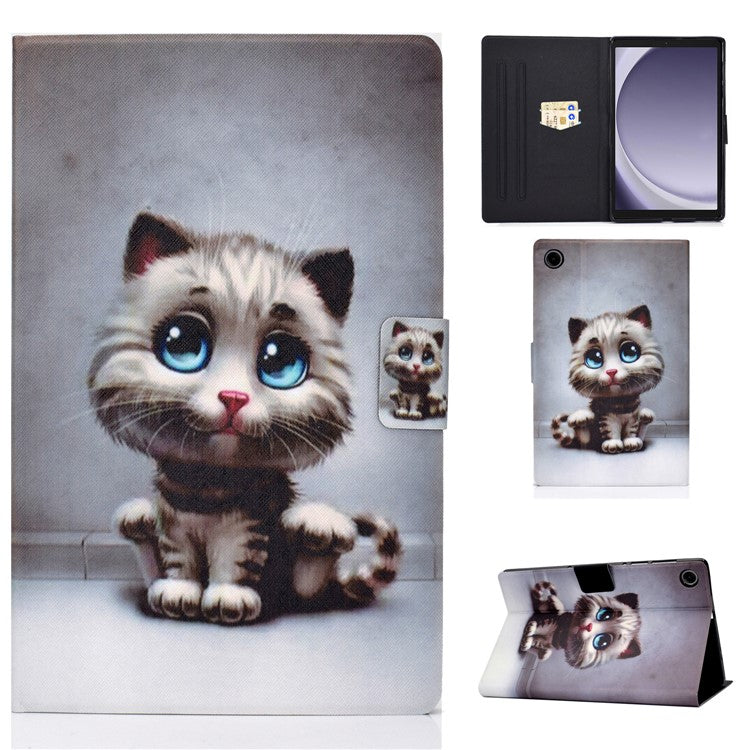 For Samsung Galaxy Tab A9+ Case PU Leather+TPU Tablet Cover with Card Slot - Kitten