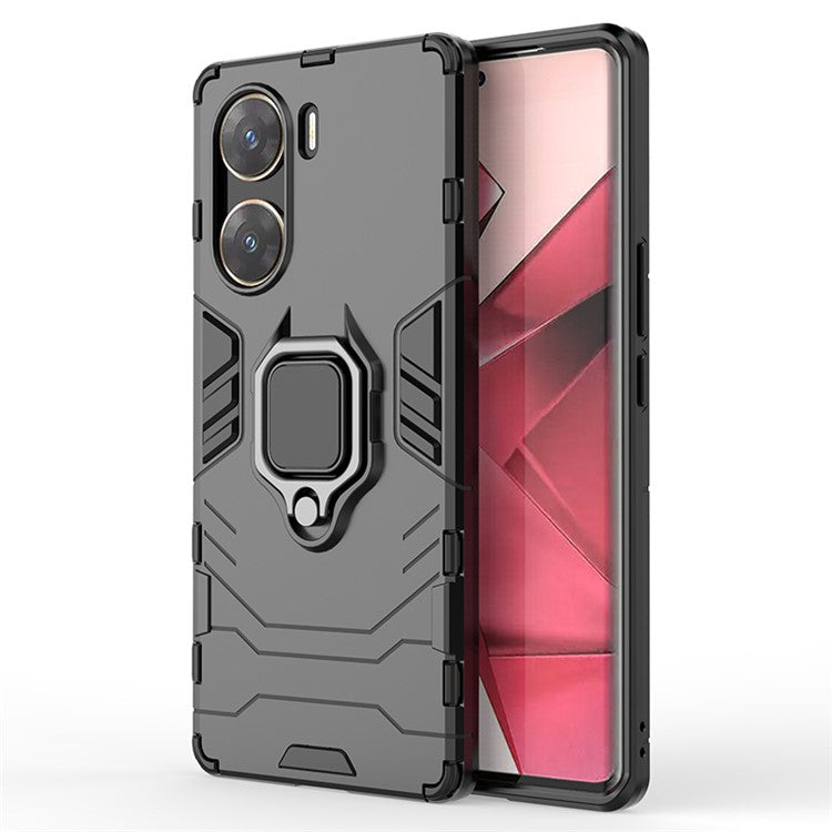 Phone Cover for vivo V29e (India) 5G Case TPU+PC Ring Holder Kickstand Phone Shell - Black