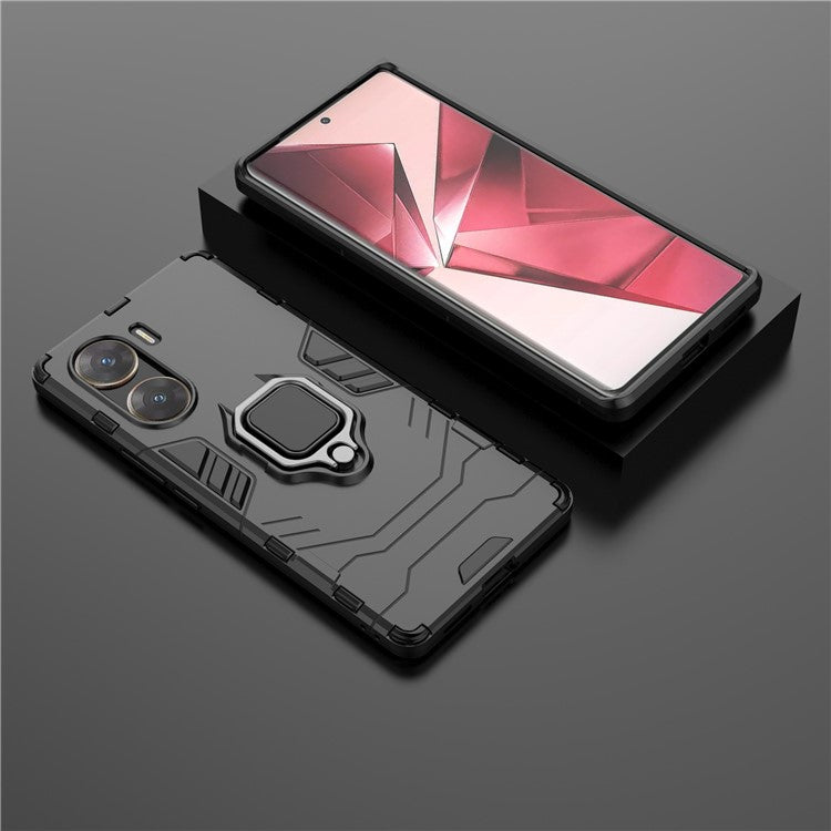 Phone Cover for vivo V29e (India) 5G Case TPU+PC Ring Holder Kickstand Phone Shell - Black