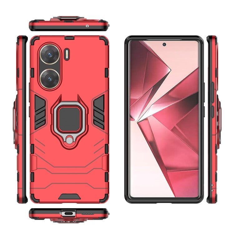 Phone Cover for vivo V29e (India) 5G Case TPU+PC Ring Holder Kickstand Phone Shell - Red