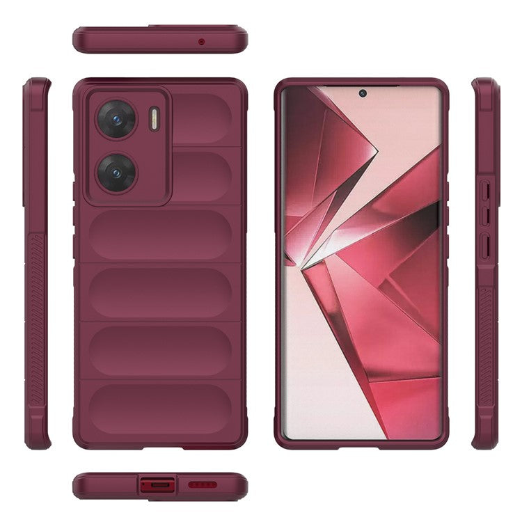 For vivo V29e (India) 5G Case Soft TPU Rugged Shockproof Cell Phone Cover - Wine Red