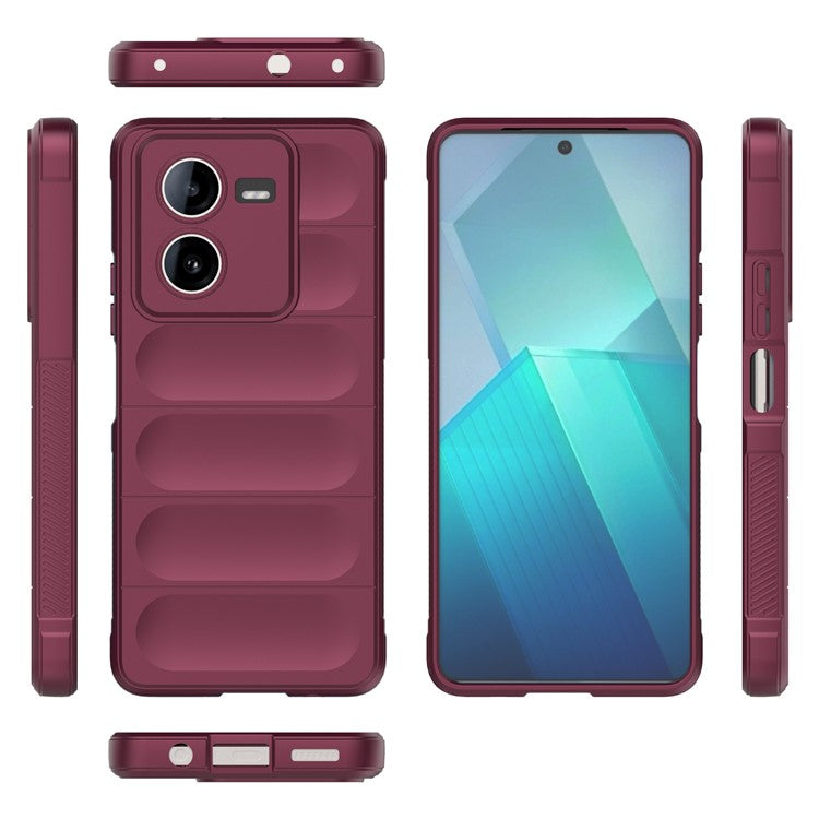 For vivo iQOO Z8x 5G Case TPU Rugged Anti-Scratch Cell Phone Cover - Wine Red