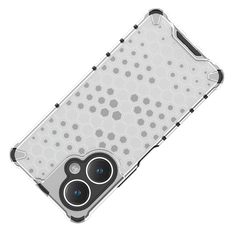 For vivo V27 4G Case TPU+PC Honeycomb Texture Mobile Phone Cover - Grey