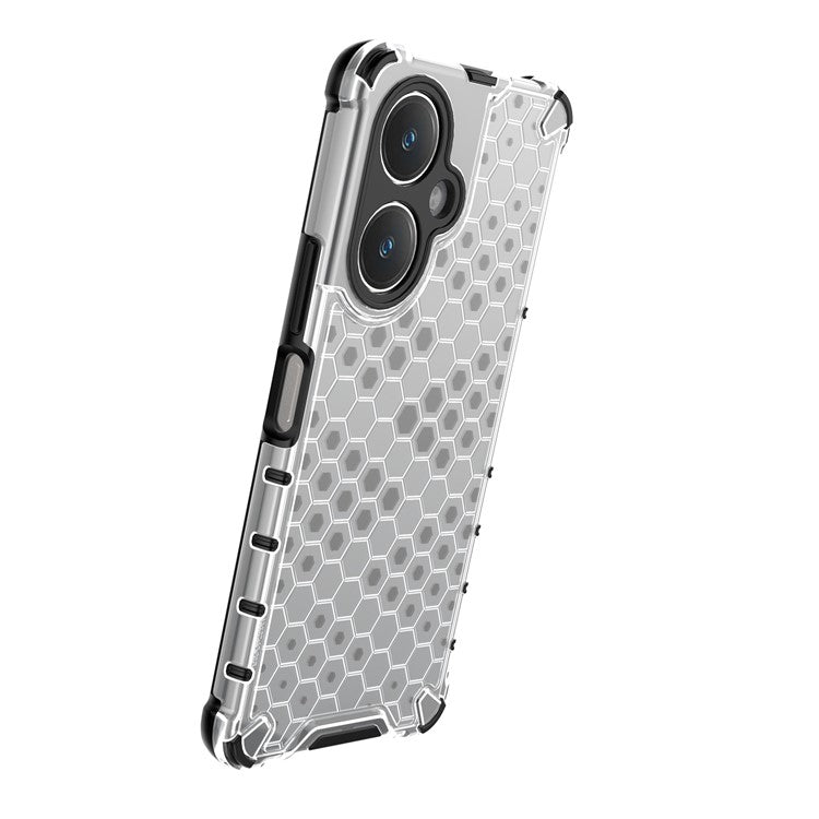 For vivo V27 4G Case TPU+PC Honeycomb Texture Mobile Phone Cover - Grey