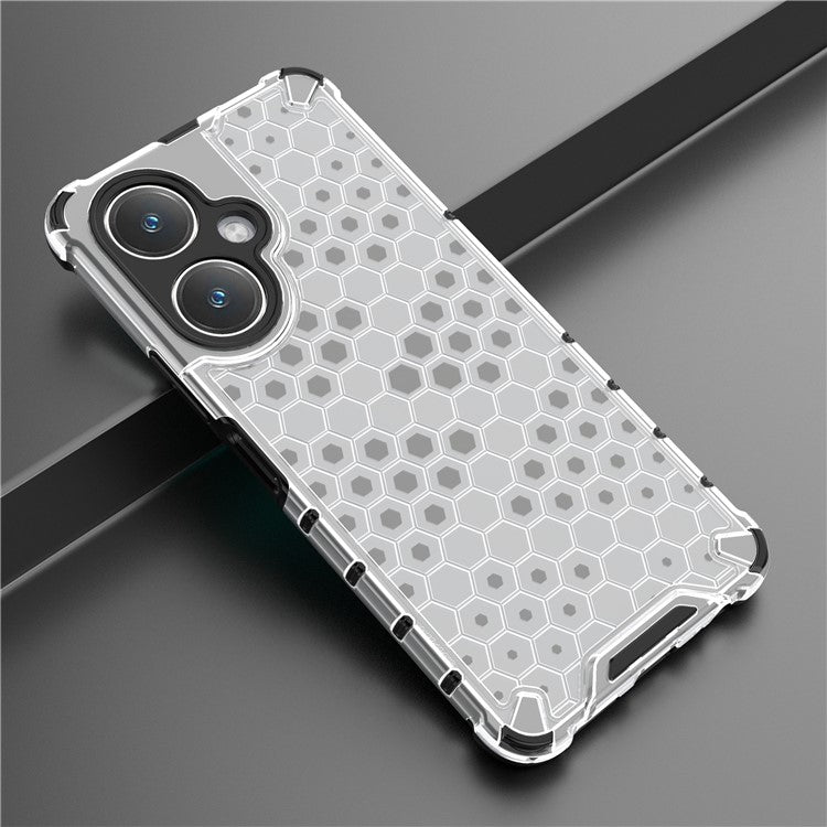 For vivo V27 4G Case TPU+PC Honeycomb Texture Mobile Phone Cover - Grey