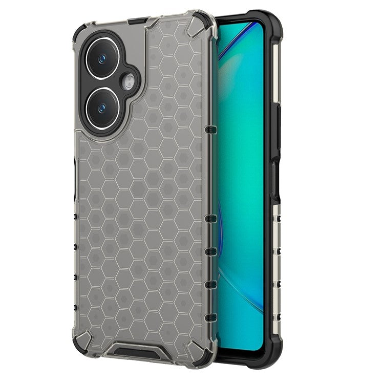 For vivo V27 4G Case TPU+PC Honeycomb Texture Mobile Phone Cover - Black