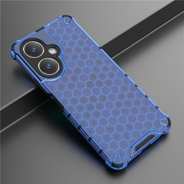 For vivo V27 4G Case TPU+PC Honeycomb Texture Mobile Phone Cover - Blue