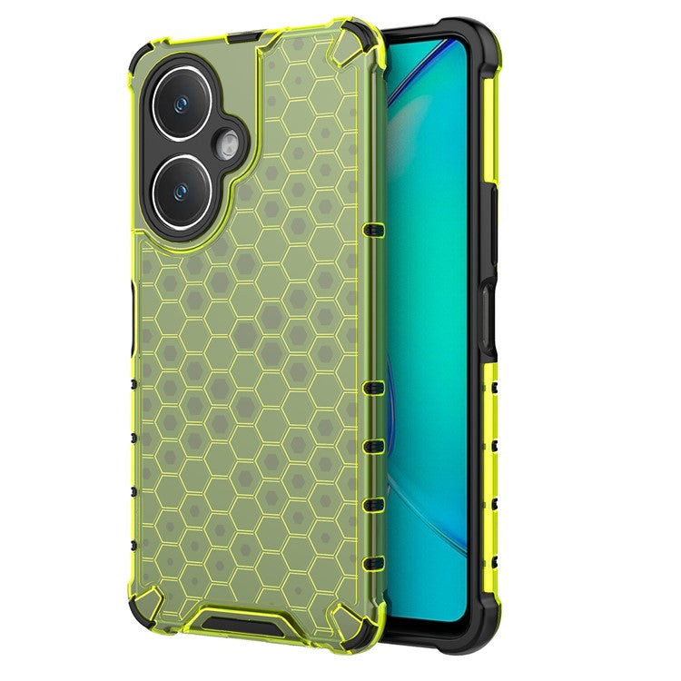 For vivo V27 4G Case TPU+PC Honeycomb Texture Mobile Phone Cover - Green