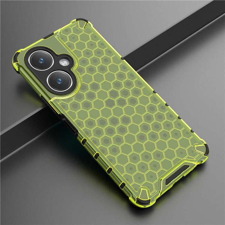 For vivo V27 4G Case TPU+PC Honeycomb Texture Mobile Phone Cover - Green